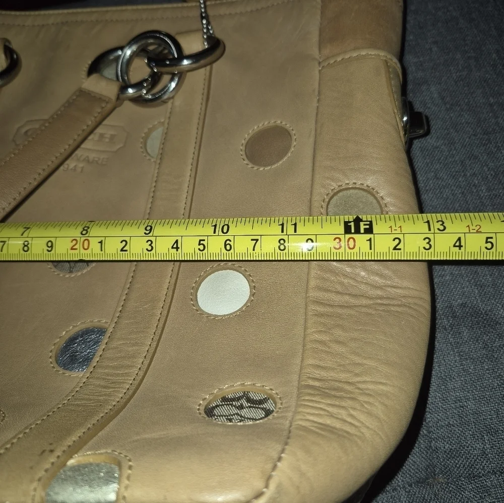 Rare Limited Coach Vintage  Polka Dot Bucket Bag. Beige w Silver Hardware. 09763